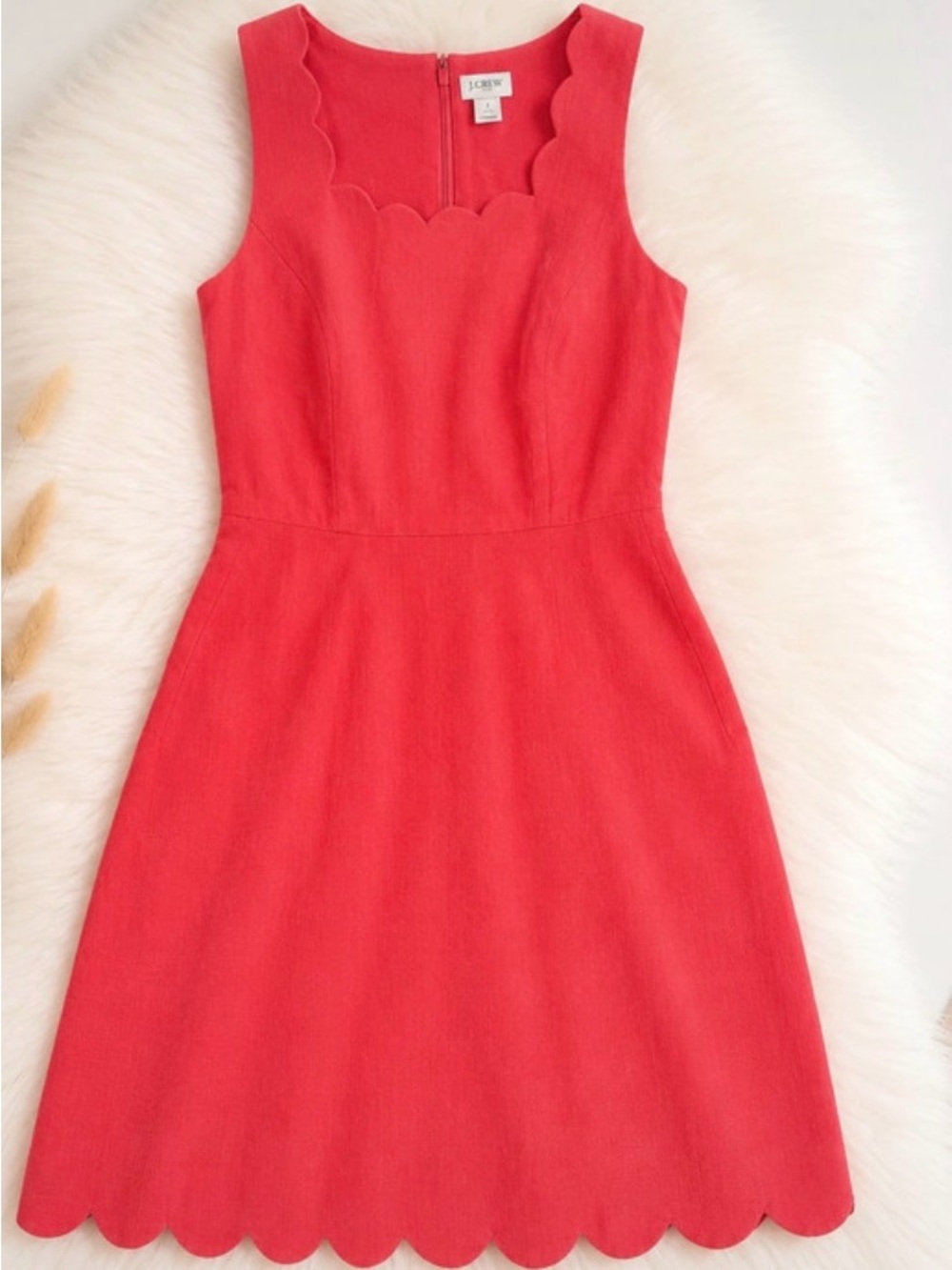 J. Crew Pink Scallop-Edge Sleeveless A-Line Dress